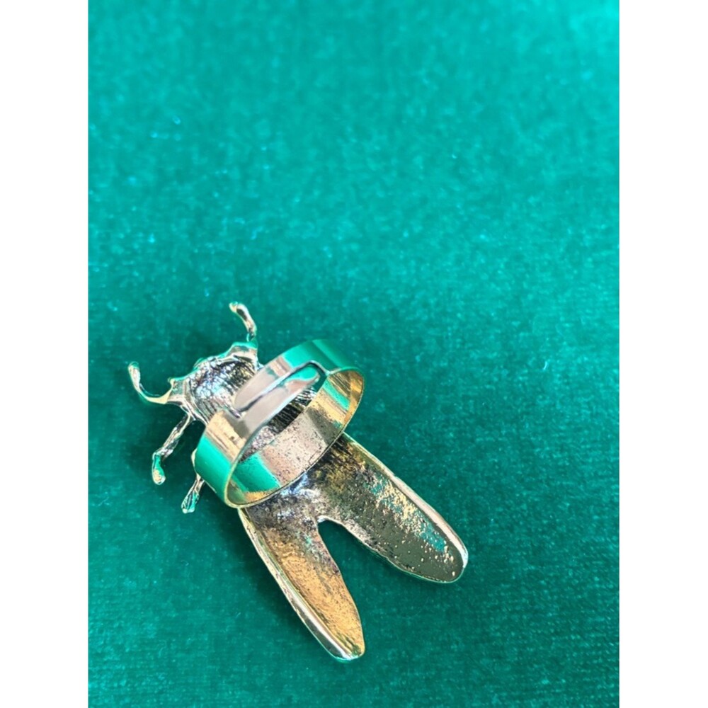 NEW Adjustable cicada statement ring in goldtone Gothic witchy insect jewelry - Picture 7 of 8